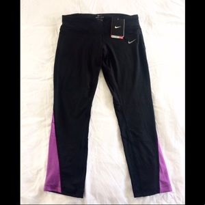 Nike Dri-Fit Black and Purple Capri Leggings